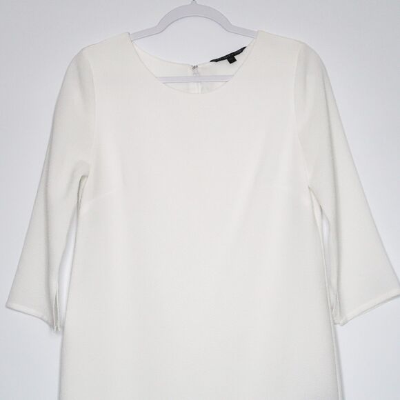 Felicity & Coco Shift Mini Dress Size Small White 3/4 Sleeve 60's Minimalist 70s - Picture 9 of 9